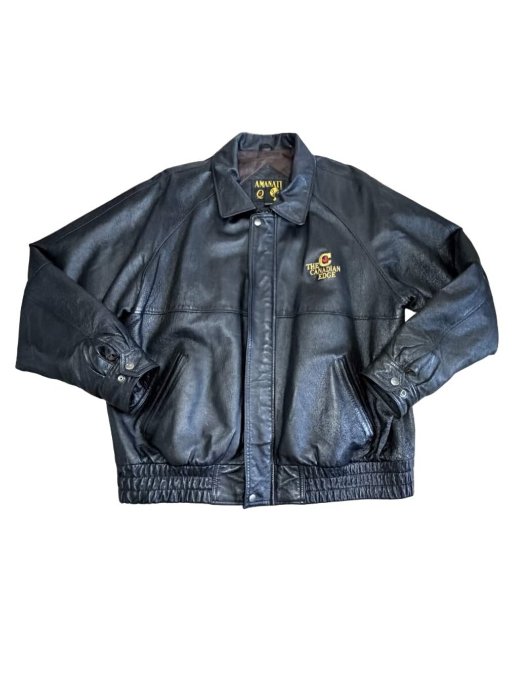 Vintage Amanati Genuine Leather Jacket "The Canadian Edge" 2XLT Map Lining